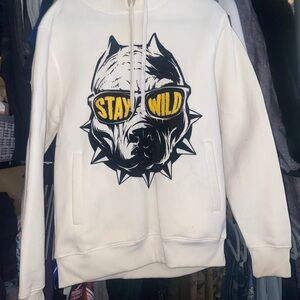 Cream Hoodie with Graphic Design